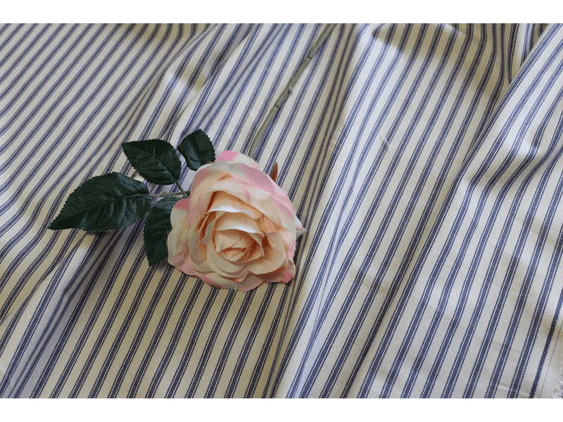 Vintage  Style Ticking Stripe, Twill Cotton Lining Fabric - Blue Stripes - Ralston Fabrics