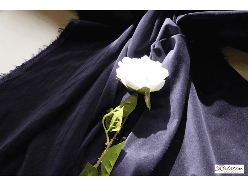 NAVY BLUE - Cotton Dressmaking Velvet / Velveteen Fabric  - Light weight - Ralston Fabrics