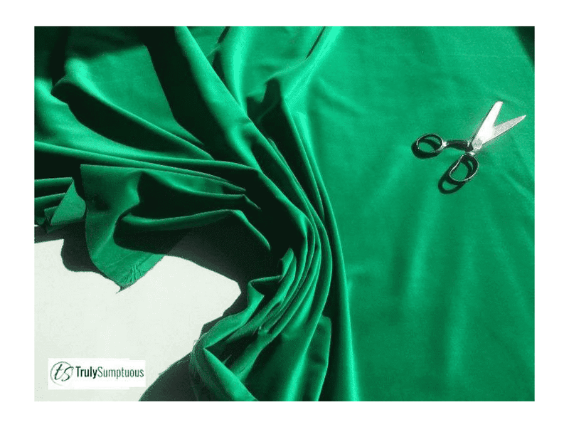 EMERALD GREEN Cotton Dressmaking Velvet / Velveteen. 112cms wide, 240gsm. by Truly Sumptuous - Ralston Fabrics