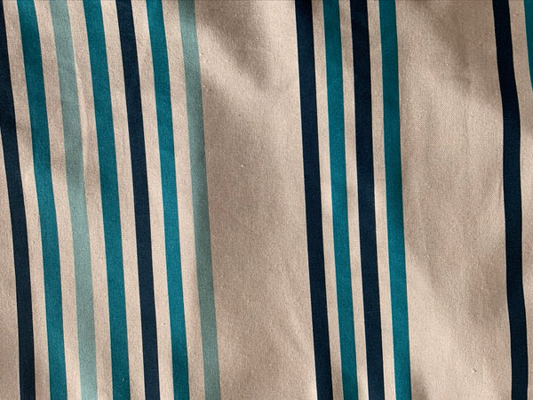 Blue  Stripes - Cancale - Light Furnishing Cotton Fabric - Bright Patterned Stripey  Fabric for Lampshades, Cushions, Bags and Curtains