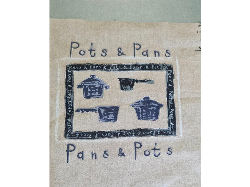KITCHEN Themed POTS. & PANS Fabric for upholstery, Lampshades, Cushions, Bags and Curtains