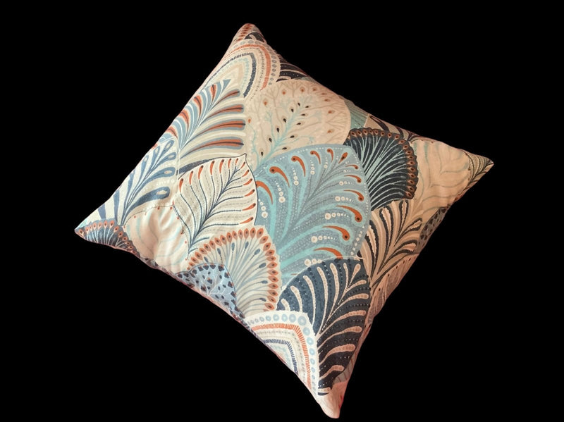 Blue Fern Light Furnishing Cotton Fabric - Bright Patterned Flowery Fabric for Lampshades, Cushions, Bags and Curtains