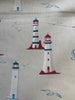 Finistiere - lighthouse - Light Furnishing Cotton Fabric - Bright Patterned Fabric for Lampshades, Cushions, Bags and Curtains