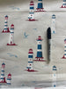 Finistiere - lighthouse - Light Furnishing Cotton Fabric - Bright Patterned Fabric for Lampshades, Cushions, Bags and Curtains