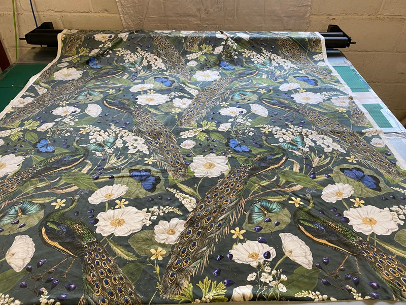 Peacocks pattern digital velvet