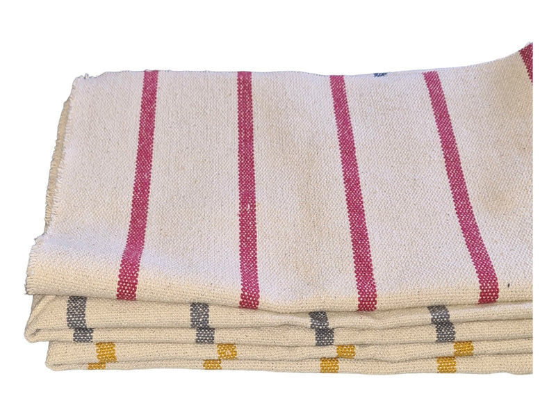 REMNANTS: 5 / 6 PIECES OF  Striped Heavy Hopsack Wovwn Cotton Upholstery Fabric - VARIOUS COLOURS - - Package weight 950g