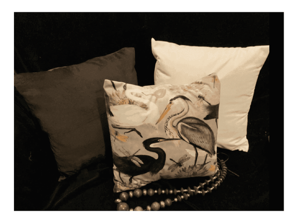 HERONS on Cream Background, Pattered Upholstery / Furnishing  velvet - 140  cms - 330 gsm - Ralston Fabrics