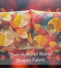 RETRO PATTERN - Orange Shapes Light Furnishing Cotton Fabric 70`s 60`s