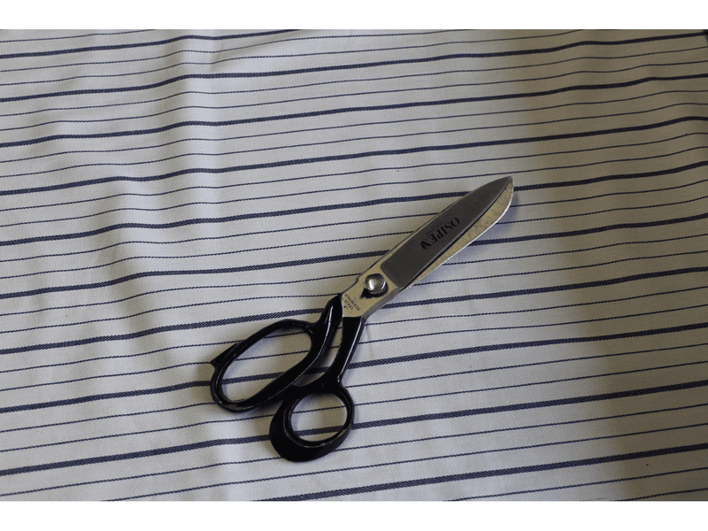 Vintage Style Ticking Stripe , Twill Cotton Lining / Shirting Fabric -Wide Blue Stripes - Ralston Fabrics