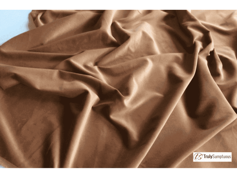 TAN -  Cotton Dressmaking Velvet / Velveteen Fabric - Lightweight - Ralston Fabrics