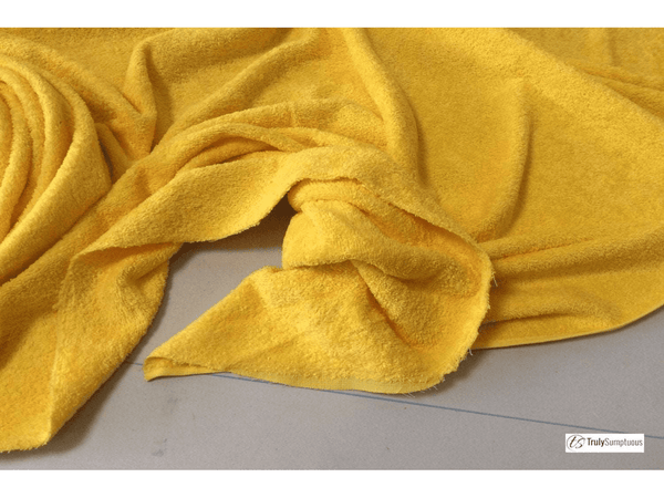 BRIGHT YELLOW  - Pure Cotton Thick LUXURY TOWELLING Fabric - 400 gsm - Ralston Fabrics