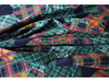 CLEARANCE: Patchwork Patterned Tartan printed Needlecord Fabric - Navy & Green Pattern - Ralston Fabrics