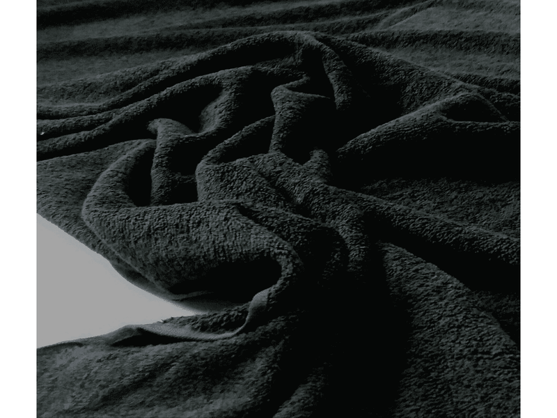 BLACK - Pure Cotton Thick LUXURY TOWELLING Fabric 400 gsm - Ralston Fabrics