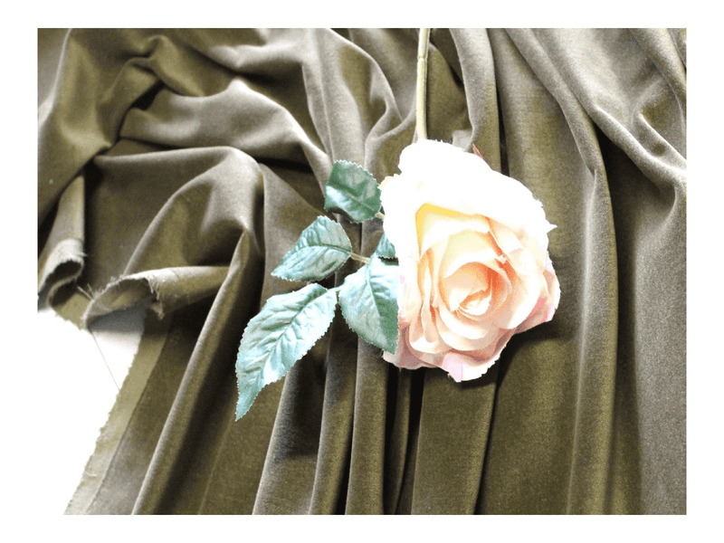 OLIVE GREEN - Cotton Dressmaking Velvet / Velveteen Fabric - Lightweight - Ralston Fabrics