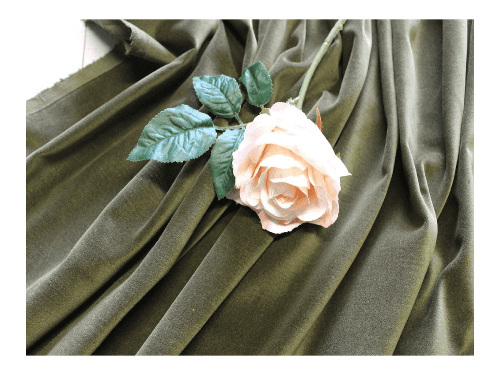 OLIVE GREEN - Cotton Dressmaking Velvet / Velveteen Fabric - Lightweight - Ralston Fabrics