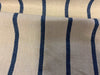 BLUE STRIPED Heavy Hopsack Furnishing / Upholstery Fabric  - pure Cotton - Ralston Fabrics