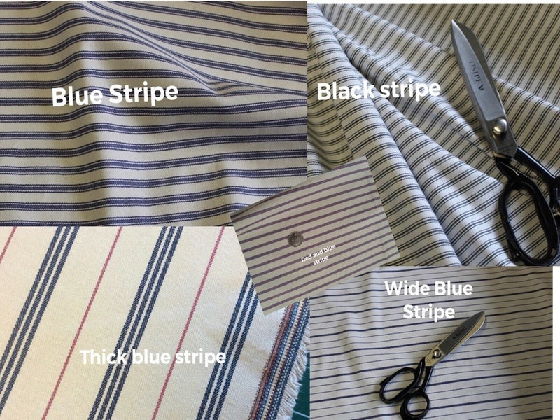 Vintage  Style Ticking Stripe, Twill Cotton Lining / Shirting Fabric - THICK BLUE STRIPE - Ralston Fabrics