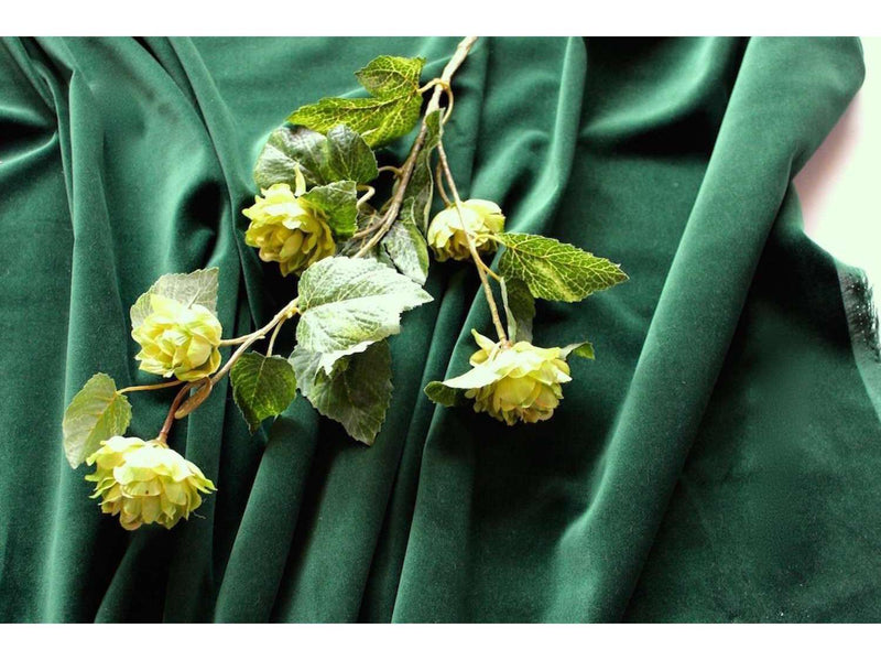 BOTTLE GREEN - Cotton Dressmaking Velvet / Velveteen Fabric - Lightweight - Ralston Fabrics