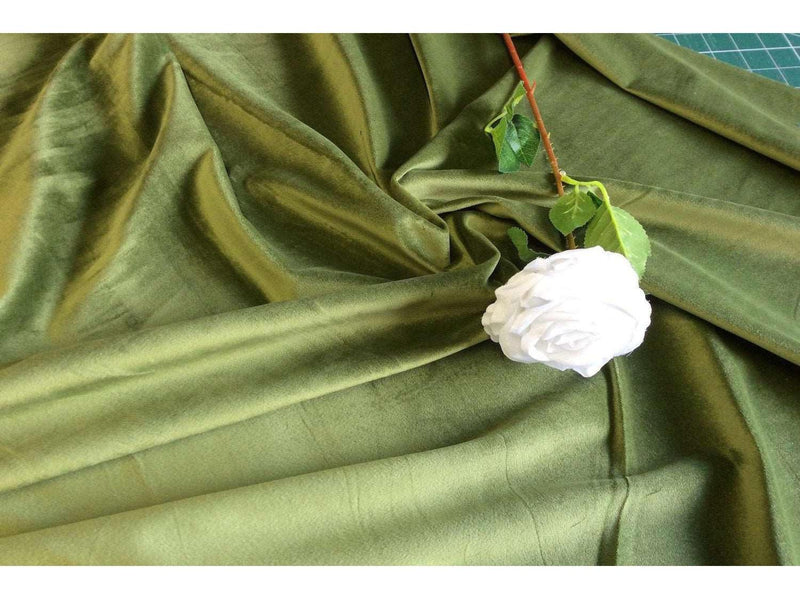 OLIVE GREEN - Upholstery / Furnishing  velvet - 140  cms - 330 gsm - by Truly Sumptuous - Ralston Fabrics