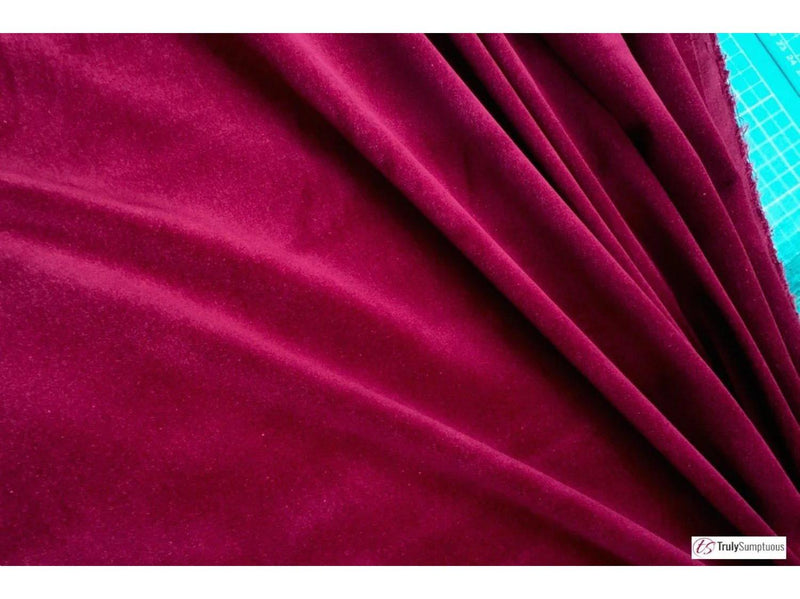 WINE RED - Cotton Dressmaking Velvet / Velveteen Fabric  - Lightweight by Truly Sumptuous - Ralston Fabrics