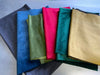 REMNANTS: 5 / 6 PIECES OF COLOURED Upholstery velvet- VARIOUS SIZES- Package weight 1000g