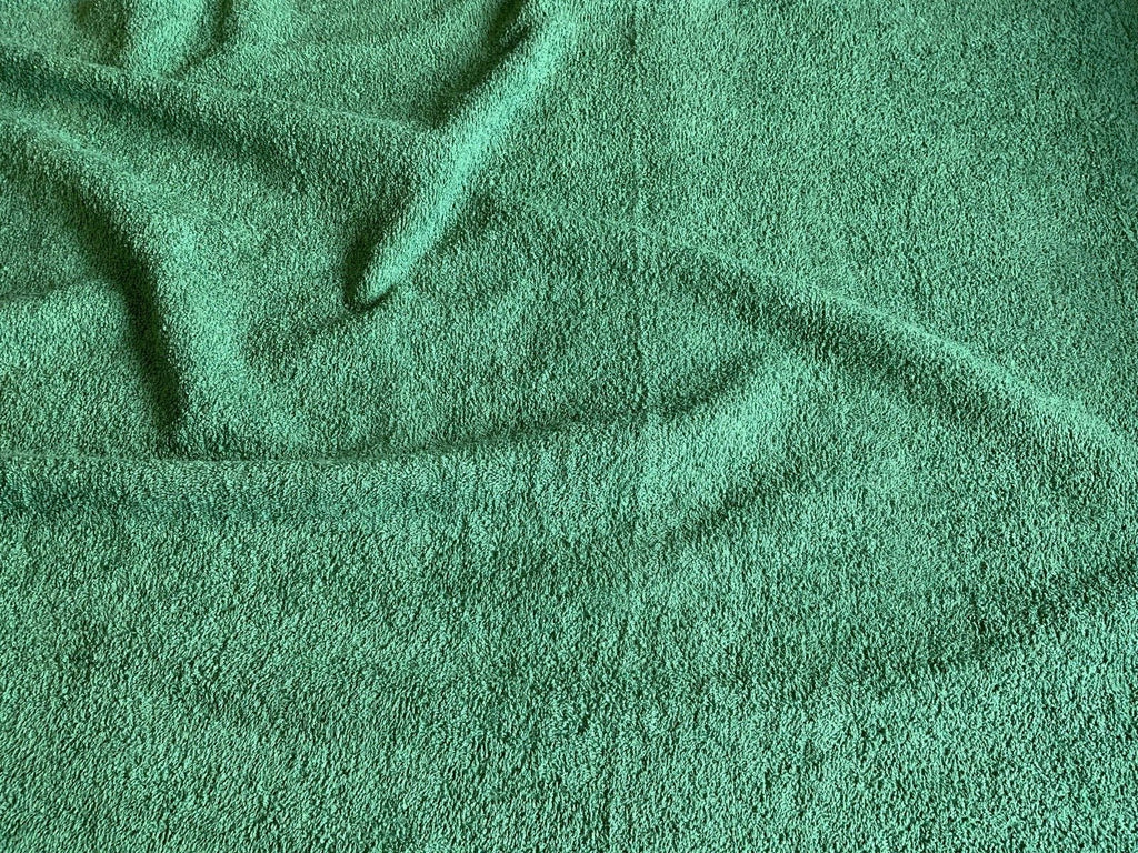 BOTTLE GREEN - Pure Cotton Thick LUXURY TOWELLING Fabric 400 gsm - Ralston Fabrics