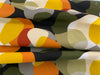 RETRO PATTERN Olive Green Shapes Light Furnishing Cotton Fabric