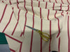 RED STRIPE - Heavy Hopsack Furnishing / Upholstery Fabric - pure Cotton - Ralston Fabrics