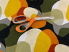 RETRO PATTERN Olive Green Shapes Light Furnishing Cotton Fabric