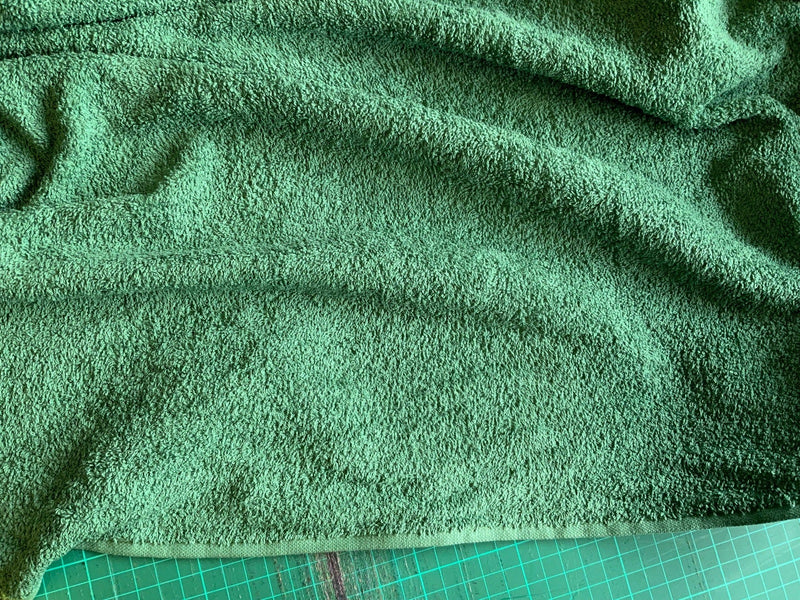 BOTTLE GREEN - Pure Cotton Thick LUXURY TOWELLING Fabric 400 gsm - Ralston Fabrics