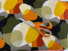 RETRO PATTERN Olive Green Shapes Light Furnishing Cotton Fabric